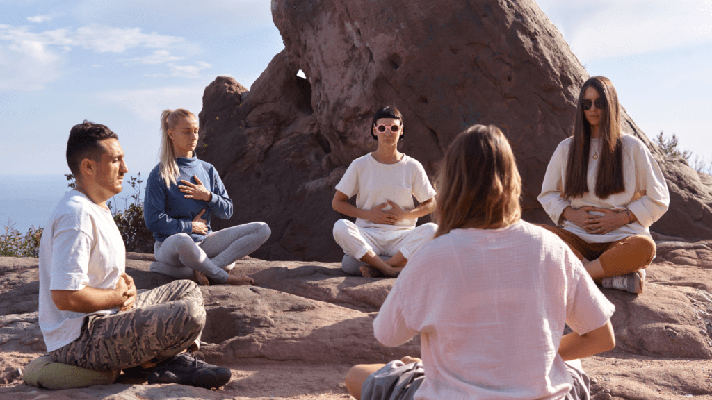 Group of people meditating together