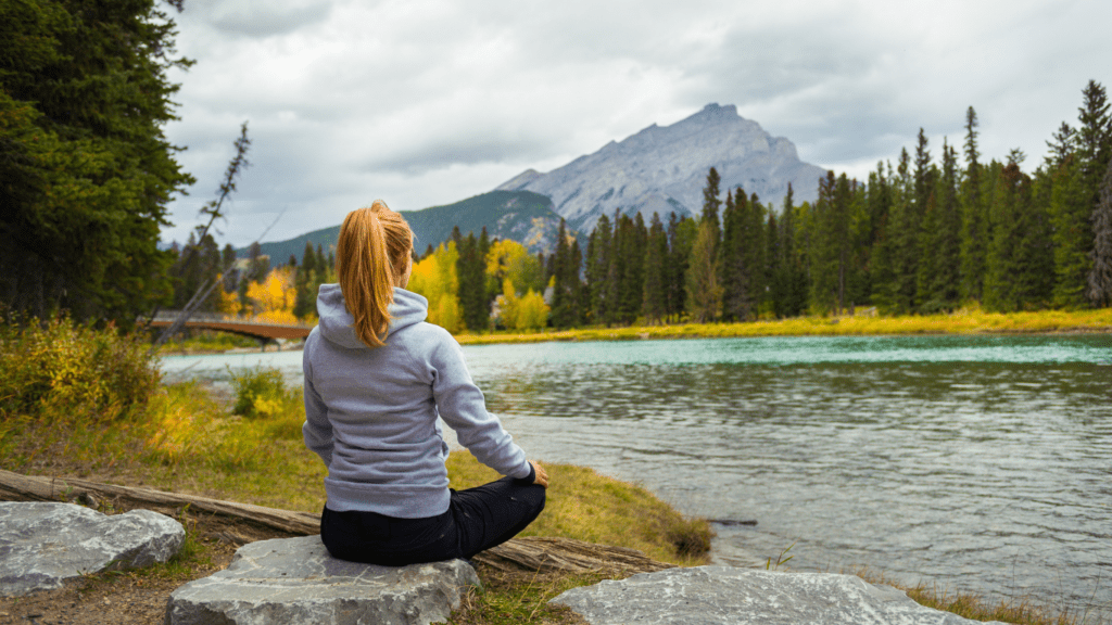 Meditating outdoor 