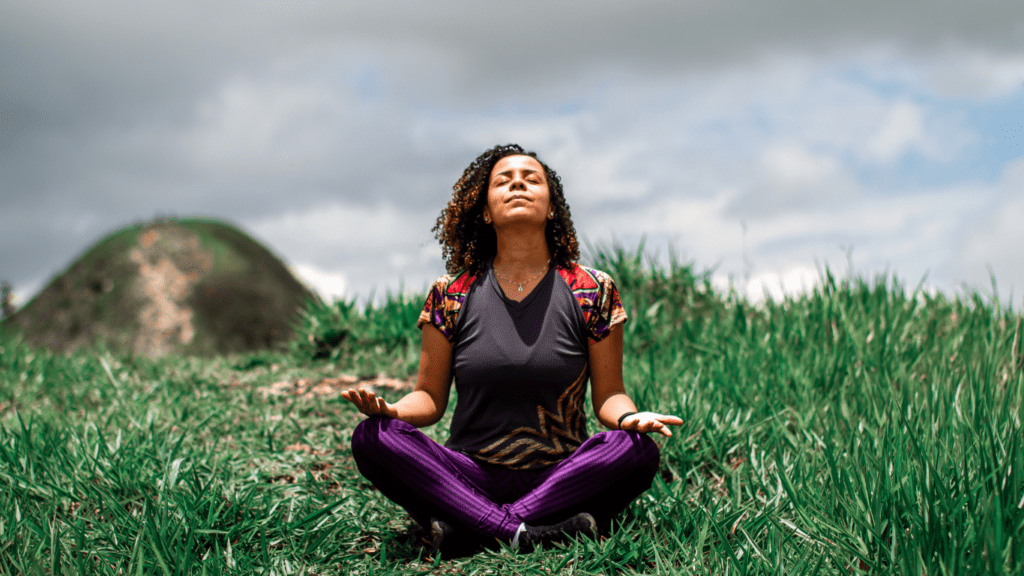 Meditating outdoor 